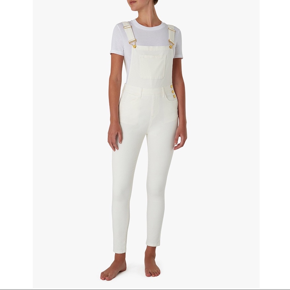WE WORE WHAT High Rise Skinny Overalls White XS